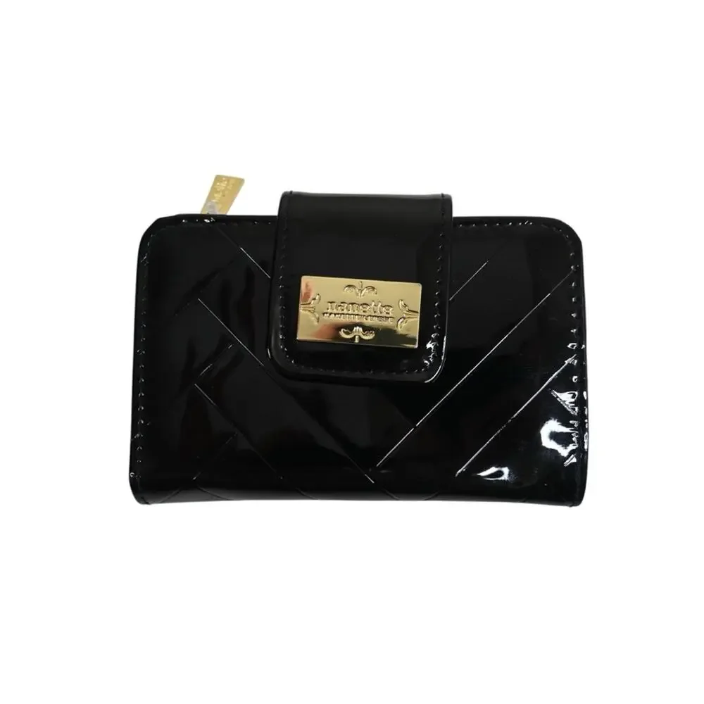 Nanette Nanette Lepore Black Patent Wallet Gold Hardware NWOT